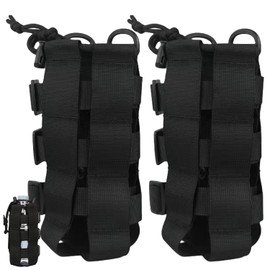 TOATELU Pack of 2 Tactical Bottle Holder: Military Water Bottle Bag Adjustable Width from 6-10 cm, 1000D Nylon Water Bottle Holder for Hiking, Hunting, Camping, Black
