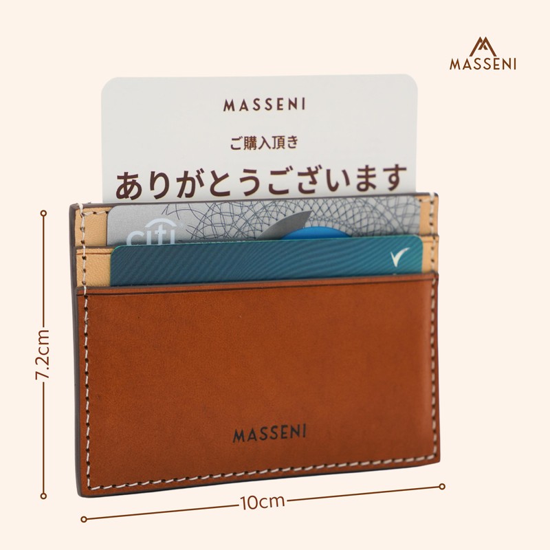 MASSENI Premium Italian Leather Slim Card Holder, Small Capacity, Genuine