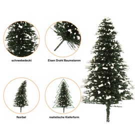 Evemodel Model Track Snow Fir Trees Snowy Trees for Winter Village Landscape for Home Christmas Decoration (40 Pieces Different Heights)