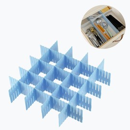 Rowcay 24pcs freely adjustable drawer dividers for organizing messy clothes, cosmetics, stationery, tableware, daily sundries, suitable for kitchen, living room, bathroom, study, office (blue)