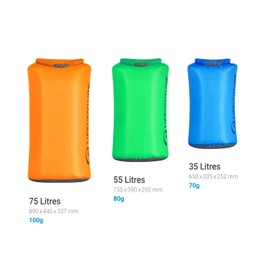 Lifeventure Ultralight 55 Litre Dry Bag, Siliconized Rip-Stop Fabric With Fully Taped Seams Lightweight Waterproof Dry Sack For Kayaking Camping Hiking Travelling Boating Water Sports,Green