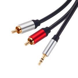 RCA Cable 12Ft, 3.5mm Male to 2RCA Male Stereo Audio Adapter Cable Nylon Braided AUX RCA Y Cord for Smartphones, MP3, Tablets, Speakers, HDTV and More(12Ft/4M)