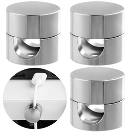 SmallCat 3 Sets Charger Holders for Cords, Silver Adjustable Cable Anchor Holders, Adhesive Metal Cord Clips, Cable Management Wire Organizers for Desk, Office, Nightstand