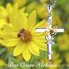 ZLILIJAN Cross Necklace 925 Sterling Silver Sunflower Pendant Bee Necklace
