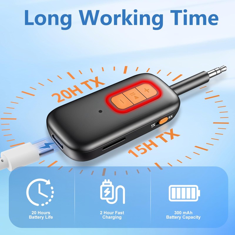Bluetooth 5.4 Transmitter Receiver 2 in 1 Wireless Aux B-luetooth