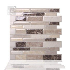 Tic Tac Tiles Peel and Stick Self Adhesive Removable Stick On Kitchen Backsplash Bathroom 3D Wall Sticker Wallpaper Tiles in Polito Designs (10 Sheets, Bella)