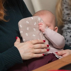 Hugo Frosch Mini Hot Water Bottle 0.2 L with Organic Cotton Cover Anchor Light Brown