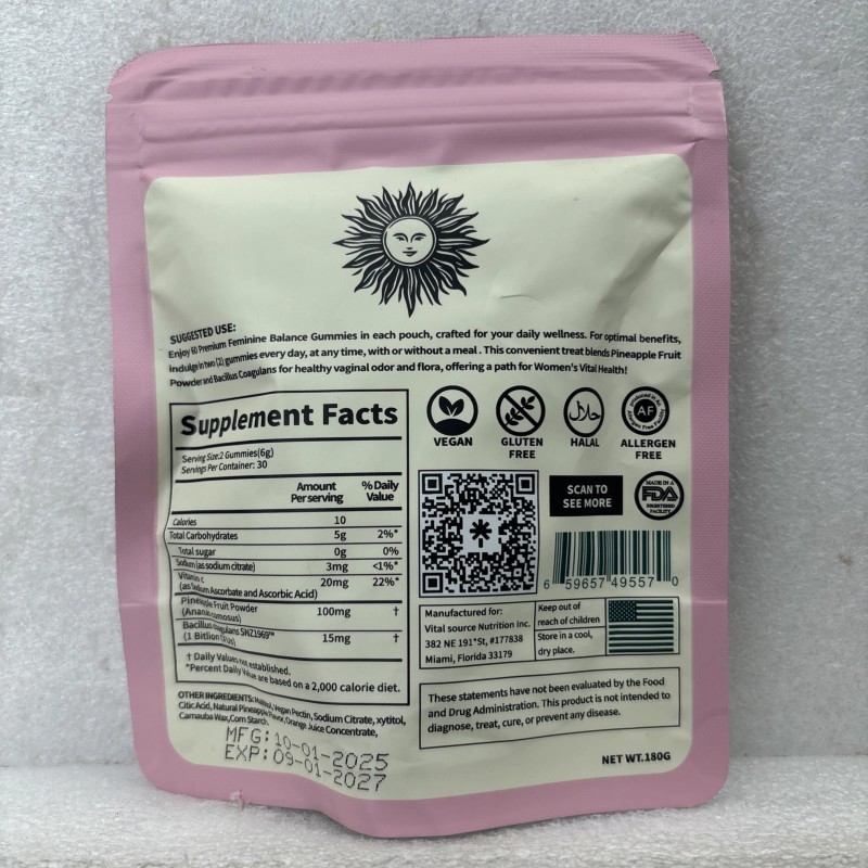 Vital Source Nutrition Premium Feminine Balance 60 Gummies Sealed EX
