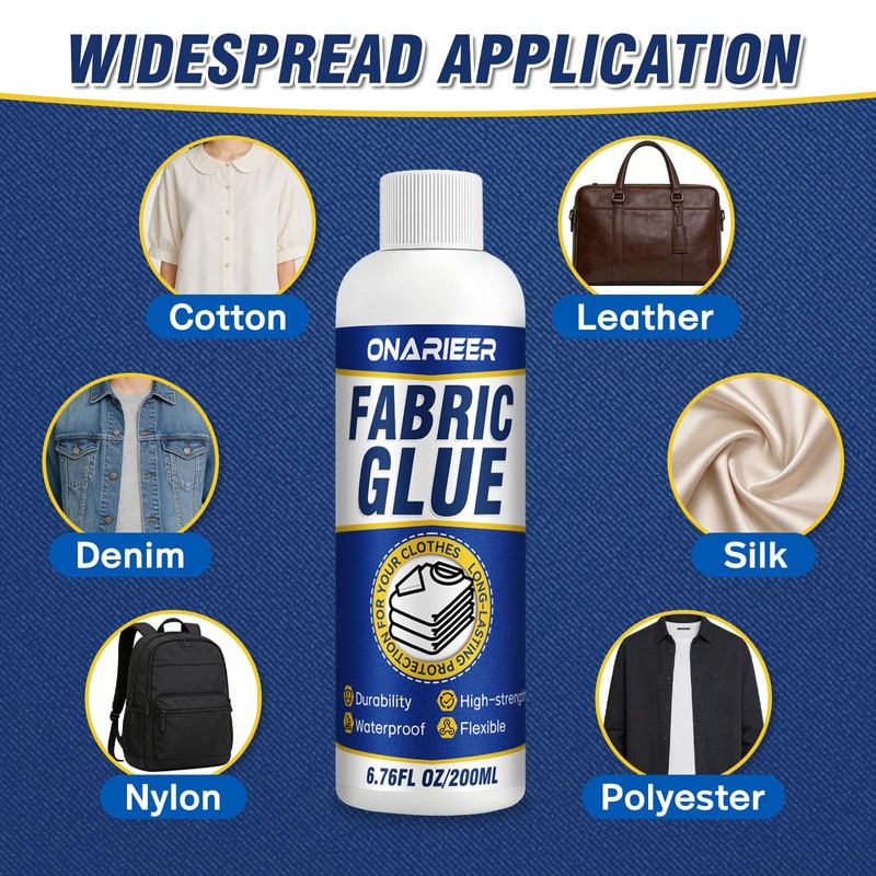 Fabric Glue Permanent Clear Washable - Instant Bond Leather Glue