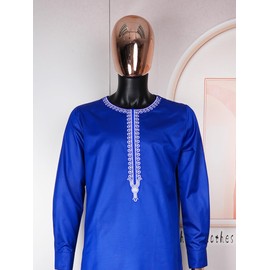 HD Africa - Ropa para hombre con bordado para caballeros, camisa y pantalones Dashiki, Azul-87, XXXX-Large