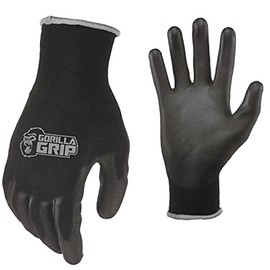 GORILLA GRIP Work Gloves, Never Slip Maximum Grip All-Purpose, Gloves for Men, Superior in Wet, Dry, Oily Conditions, Polymer Palm, Extra Large Size, 25 Pairs, Black/Gray | 25048-25