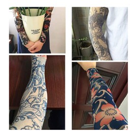 Fukufuku UV Arm Cover Arm Cover Tattoo Sleeve Tattoo Exercise Style UV Sun Protection Unisex One Size Fits Most (Pattern 10), Pattern 10