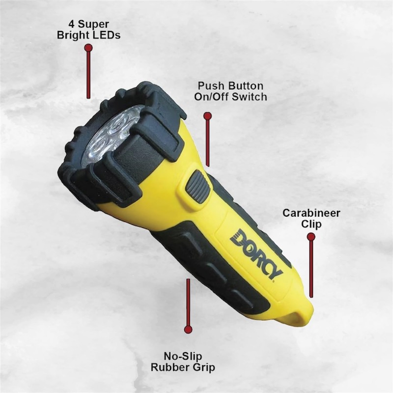 Dorcy 150 Lumen Yellow Floating Flashlight, Bundle with 4 AA