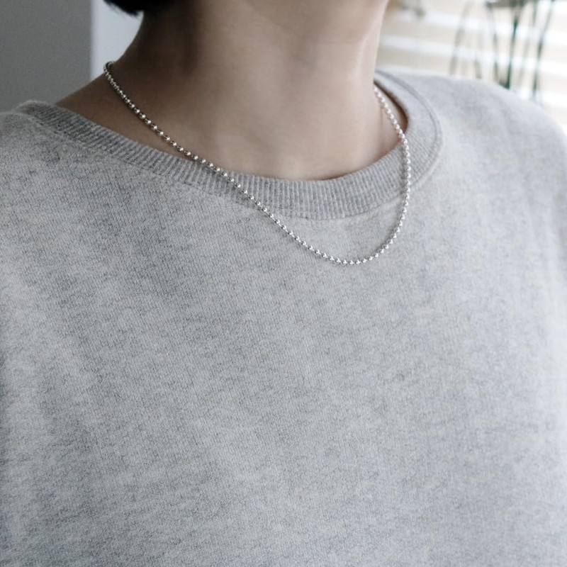 [Cloud-jewelry] 3mm/42cm Ball Chain Necklace, 925 Silver, Sterling Silver