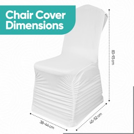 Ruched Swag Back Chair Cover White 160GSM Spandex Polyester, Stretchable & Removable Slipcover with Elasticated Foot Pockets – Elegant & Professional for Weddings, Banquets, Events & Dining, 1pc