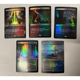 FOIL - 5 Alt-Art Borderless Lands Cards set 370-374  Phyrexia: ONE MTG M/NM