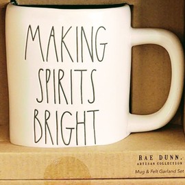 Rae Dunn NEW IN BOX RAE DUNN CHRISTMAS MAKING SPIRITS BRIGHT MUG & GARLAND GIFT SET