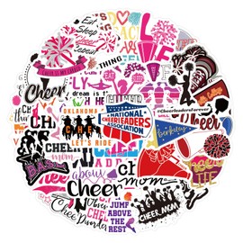 Cheer Stickers Pack 60PCS Cheerleader Stickers for Scrapbooking Water Bottles Laptop, Eikecy Vinyl Waterproof Cute Cheerleading Stickers Gifts for Girls Adults Stickers