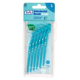 TePe Angle Blue Interdental Brushes (0.6mm - Size 3) / Easy and simple interspace cleaning with long handle and angled neck / 2 x 6 brushes