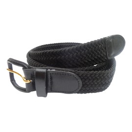 Streeze 30mm Mens Stretch Belt in 6 Sizes Elastic Fabric Woven Braided Stretch Webbed Belt with Leather Buckle (Large, Black)