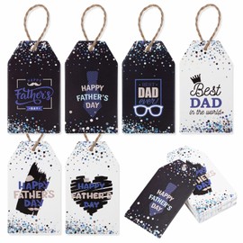 60 Pieces Happy Father's Day Gift Tags Father's Day Paper Tags Best Dad Hanging Label Tags Father's Day Gift Wrap Tags for Father's Day Party Birthday Party Supplies Decorations