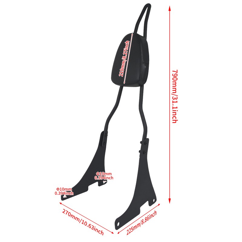 HCMOTORKU Black Passenger Backrest Sissy Bar For Harley Dyna Super