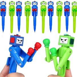 TVIAOH (12 PCS) Ballpoint Pens, Boxing Pen Robot with Punching Arm and Crisp Button Sound - Funny and Cool Novelty Pen - 1.0mm Smooth Writing, Gift for Christmas Birthday Office Smooth (Blue/Green)