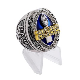 2022 Fantasy Football Championship Ring | Heavy FFL Champion Ring | Gold Silver Tone Plated Award Trophy for Fantasy Football League Winner (13, ring and stand together)