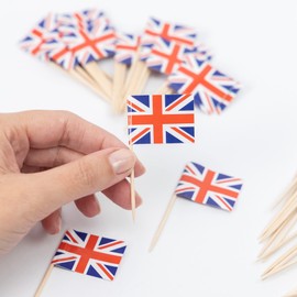 Pack of 50 Union Jack Cocktail Sticks Toothpicks Food Flags Sandwich Cupcake Topper Party Supplies Decorations