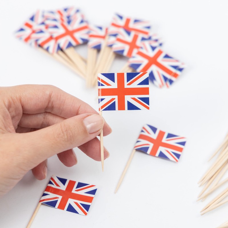 Pack of 50 Union Jack Cocktail Sticks Toothpicks Food Flags