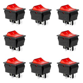 KCD4 8pcs Lighted Rocker Switch 20A 125V AC 16A 250V Red Light Illuminated Mini Boat Rocker Switch On Off 4 Pin 2 Position DPST Snap Toggle Switches