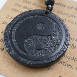 RICHRAIN Shungite Necklace Shungite Stone Pendant Crystal Protection Healing Crystals for Women Men (Yin yang)