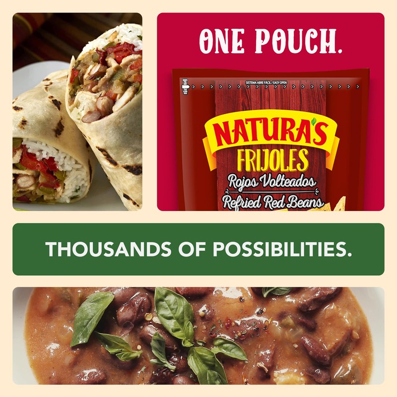 Natura's Refried Red Beans, Ready-to-Eat Vegetarian Refried Beans, Frijoles Rojos