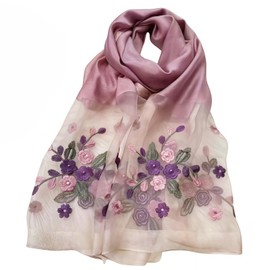 Mawaki Women's Stole, Silk Embroidery, Large, Thin, Smooth Texture, Spring/Summer, Spring Item, UV Protection, Air Conditioning, Lightweight, Respect for the Aged Day, Travel, Mother's Day Gift