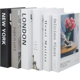 6 PCS Fashion Fake Books, Decorative Books for Home décor,Hardcover Display Books for Coffee Tables/Shelves,Storage Book for Home Decor Bookshelf Coffee Table Display Shelves for Home Stacked (A)