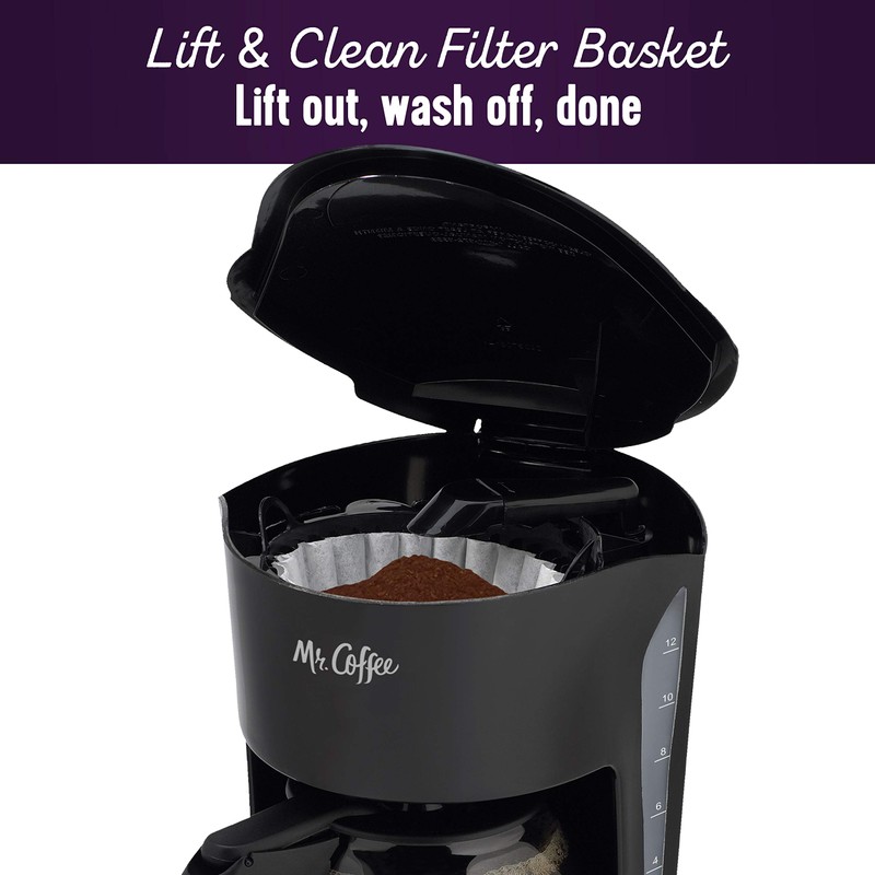 Mr. Coffee Black Coffee Maker, 12 Cups, with Auto Pause
