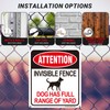 Attention Invisible Fence Dogs Sign - Dog Has Full Range
