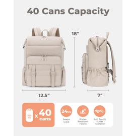 Backpack Cooler 40 Cans Puffer Soft Cooler with Laptop Compartment