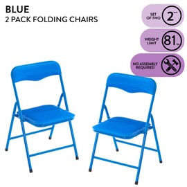 Heritage Kids Padded Folding Chair for Kids, Set of 2, Blue, Ages 3+