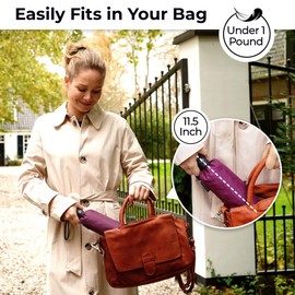 TUMELLA Strongest Windproof Travel Umbrella (Compact, Superior & Beautiful), Small Strong but Light Portable and Automatic Folding Rain Umbrella, Durable Premium Grip, Fits Car & Backpack