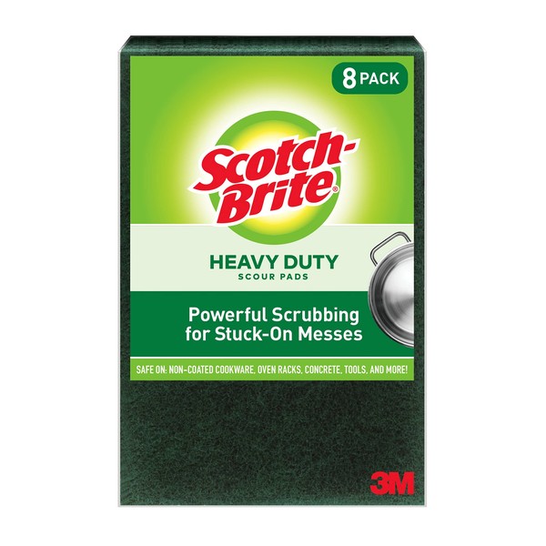Scotch-Brite Heavy Duty Large Scour Pads, Scouring Pads for Kitchen and Dish Cleaning, 8 Pads