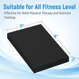 Balance Pad for Exercise 16x13x2 Inch,Non-Slip Foam Mat for Fitness,Yoga, Foam Balance Board Physical Therapy,Foam Pads & Knee Pad for floor (Black)