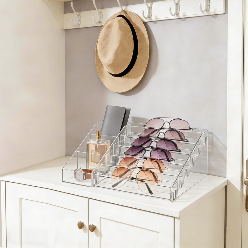 HBlife Sunglass Organizer Clear Acrylic Eyeglasses Display Stand, 6 Tier