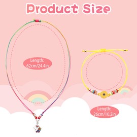 JYUHA 24 PCS Girls Bracelets and Necklace Set, Animal Friendship Bracelets Necklace Adjustable Braided Bracelets Cute Children Bracelets Necklace for Kids Girls Birthday Party Favors