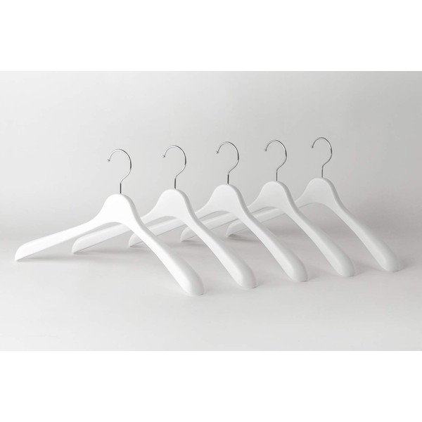 KOBEL HG411W Men's Jacket Coat Hangers, White, Shoulder Width 16.1