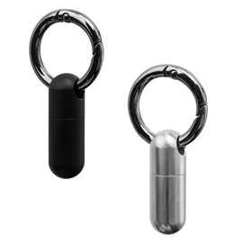 CLKE 2Pcs Titanium Keychain Pill Holder, Pill Keyring Capsule, Pill Keyring Container Titanium, Titanium Pill Tube, Case for Travel, Purse, and Outdoor Emergency Kit (Silver and Black)