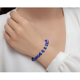 Togous Beaded Bracelets for Women, Healing Anxiety Relief Crystal Chakra Bead Bracelet, Stress Relief Stretch Bracelet Birthday Gifts For Women (Lapis Lazili)