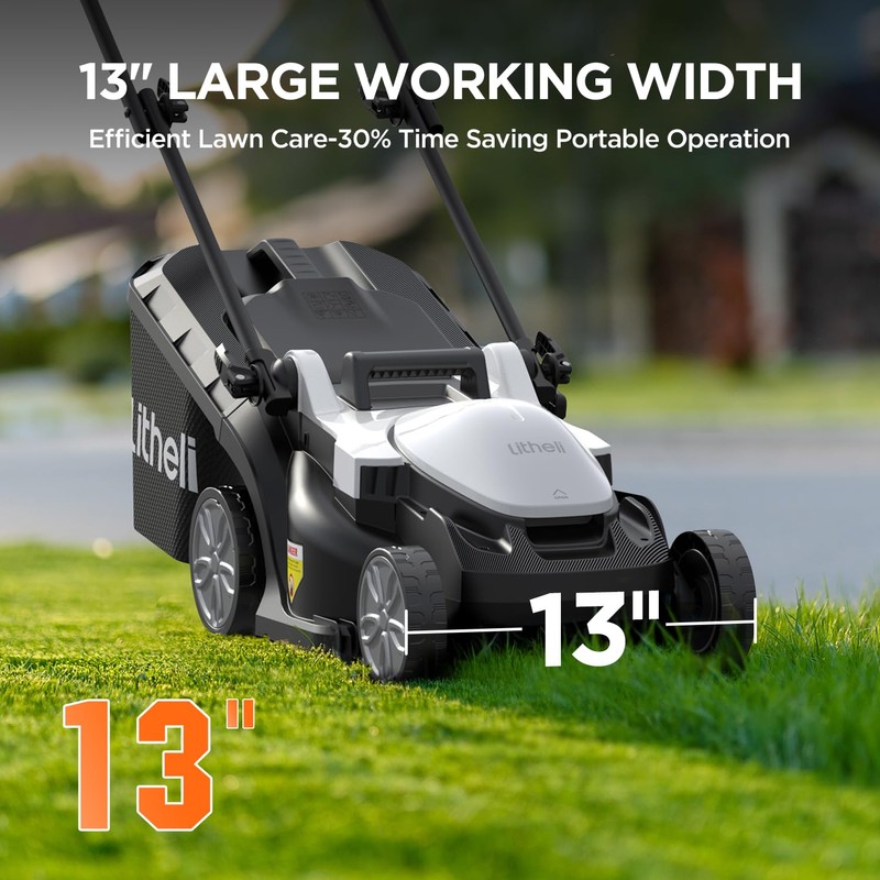 Litheli Electric Lawn Mower Cordless,Grass Cutter Machine for 1600 Sq.Ft.Lawnmower