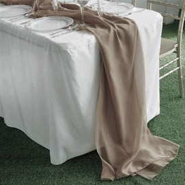 New Creations Fabric & Foam Inc, Chiffon Table Runner Extra Long, Wedding Runners, Holiday Table Runners, Long Table Runners, (Taupe, 27" Wide x 180" Long)