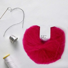 Oumefar Popular Soft Mohair Wool Knitting Yarn Angora Long Wool Yarn Hot With a Crochet for Knitting DIY Crochet (14 Rose Red)